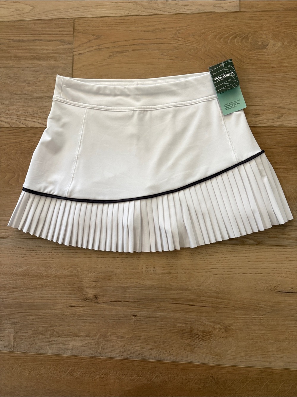 Women’s White Pleated Tennis - Pickleball Skirt with Dark Gray Trim
